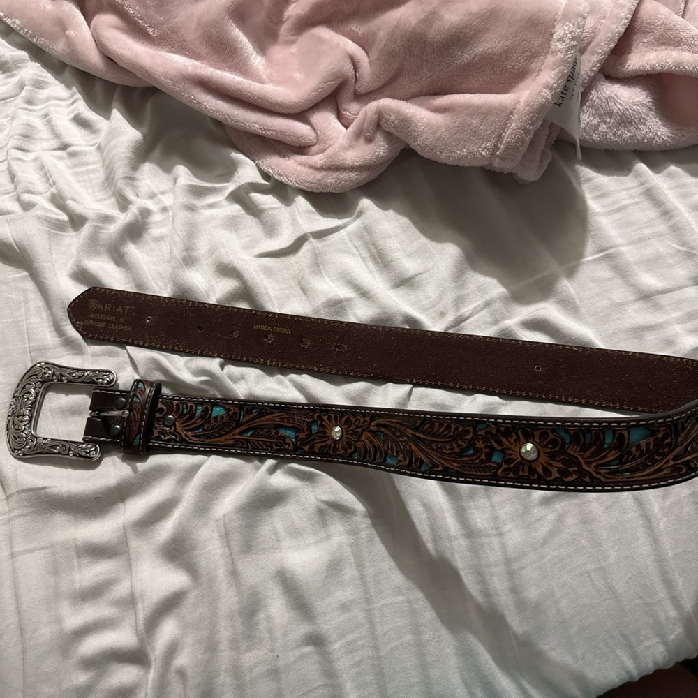 Ariat Brown and Blue Embroidered Belt